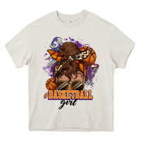 Cream Messy bun Basketball girl Heavy Core Tee - HowdyJamesFarm