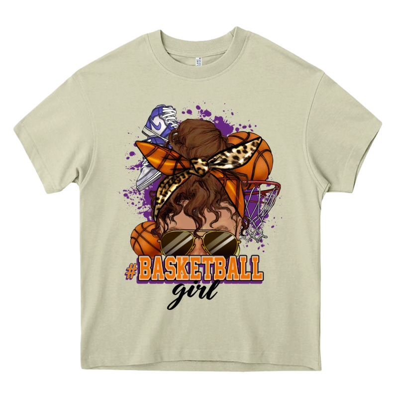 Messy Bun Basketball Girl Heavy Core Tee by HowdyJamesFarm | Teevron