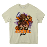Mossy Messy bun Basketball girl Heavy Core Tee - HowdyJamesFarm