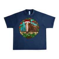 Navy Brown Horse Christmas Urban Heavy Tee - RanaPortraitStore