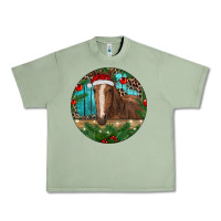 Oil Green Brown Horse Christmas Urban Heavy Tee - RanaPortraitStore