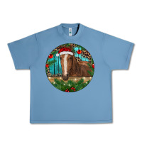 Pebble Blue Brown Horse Christmas Urban Heavy Tee - RanaPortraitStore