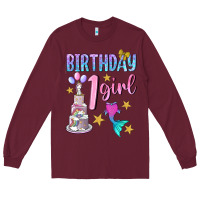 Burgundy birthday girl 1 Long Sleeve Tee - BundleAndBundleShop
