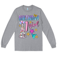 Heather Grey birthday girl 1 Long Sleeve Tee - BundleAndBundleShop