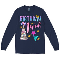 Navy birthday girl 1 Long Sleeve Tee - BundleAndBundleShop
