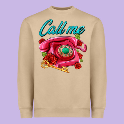 Call Me Roses And Pink Telephone Heavyweight Sweatshirt Designed By Adodesignshop