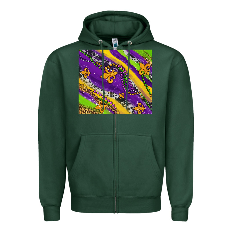 Mardi Gras Fleur Delis Leopard And Cowhide Zipper Hoodie by AdoDesignShop | Teevron