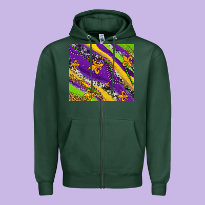 Mardi Gras Fleur Delis Leopard And Cowhide Zipper Hoodie Designed By Adodesignshop
