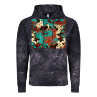Cloud Black Serape Turquoise Glitter Cowhide  Tooled Leather  Tumbler Vintage Hoodie - FaDigitalArtStudio