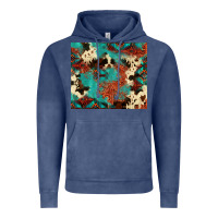 Vintage Denim Serape Turquoise Glitter Cowhide  Tooled Leather  Tumbler Vintage Hoodie - FaDigitalArtStudio