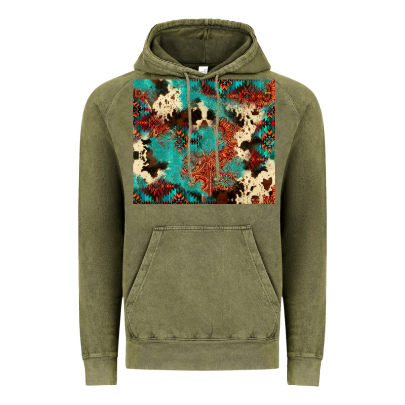 Serape Turquoise Glitter Cowhide  Tooled Leather  Tumbler Vintage Hoodie by FaDigitalArtStudio | Teevron
