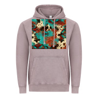 Vintage Zinc Serape Turquoise Glitter Cowhide  Tooled Leather  Tumbler Vintage Hoodie - FaDigitalArtStudio