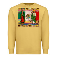 Antique Gold mexico flag our lady of guadalupe san judas sunflower Premium Sweatshirt - JahusDesignShop