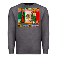 Charcoal Heather mexico flag our lady of guadalupe san judas sunflower Premium Sweatshirt - JahusDesignShop