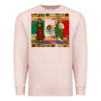 Pale Pink mexico flag our lady of guadalupe san judas sunflower Premium Sweatshirt - JahusDesignShop