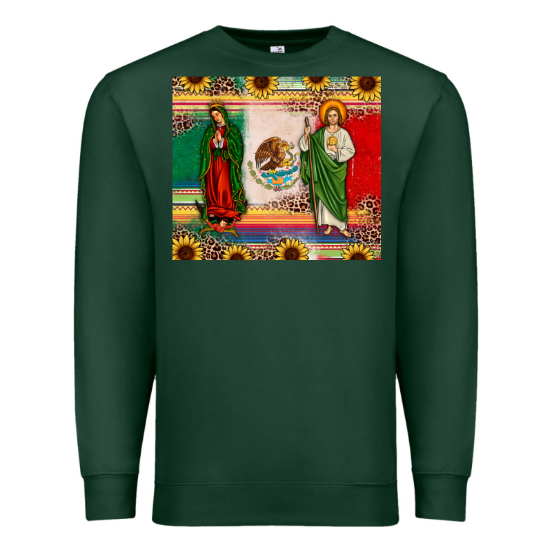 Mexico Flag Our Lady Of Guadalupe San Judas Sunflower Premium Sweatshirt by JahusDesignShop | Teevron
