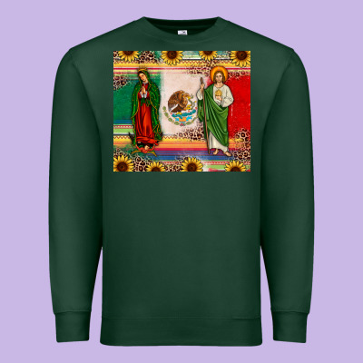 Mexico Flag Our Lady Of Guadalupe San Judas Sunflower Premium Sweatshirt Designed By Jahusdesignshop