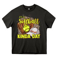 Asphalt It's a Softball kinda day leopard Heavy Core Tee - HowdyJamesFarm