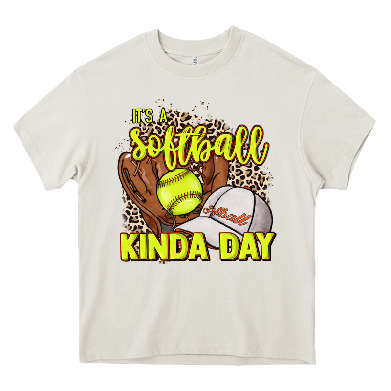 It's A Softball Kinda Day Leopard Heavy Core Tee by HowdyJamesFarm | Teevron