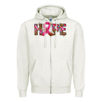 Oatmeal Heather hope and cancer ribbon Zipper Hoodie - AdoDesignShop
