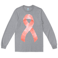 Heather Grey uterine or endometrial cancer ribbon Long Sleeve Tee - FaDigitalArtStudio