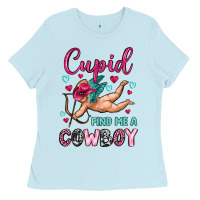 Baby Blue cupid find me a cowboy Ladies Tee - OliviaCreatesArt