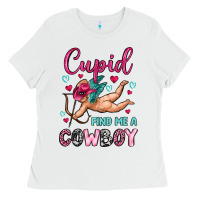 White cupid find me a cowboy Ladies Tee - OliviaCreatesArt