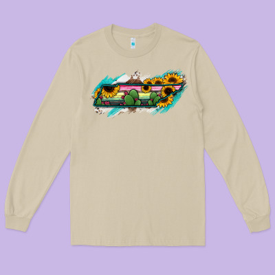 Tennessee Map Sunflower Cactus Serape Long Sleeve Tee Designed By Ranaportraitstore