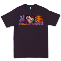Plum peace love basketball Premium Tee - HowdyJamesFarm