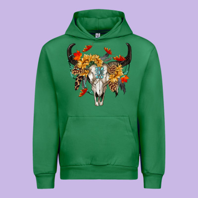 Fall Bull Skull Urban Hoodie Designed By Ranaportraitstore