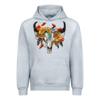 Heather Grey Fall Bull Skull Urban Hoodie - RanaPortraitStore