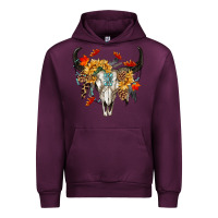 Mauve Wine Fall Bull Skull Urban Hoodie - RanaPortraitStore