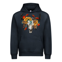 Navy Fall Bull Skull Urban Hoodie - RanaPortraitStore