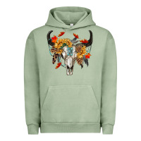 Pigment Oil Green Fall Bull Skull Urban Hoodie - RanaPortraitStore