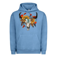 Pigment Pebble Blue Fall Bull Skull Urban Hoodie - RanaPortraitStore