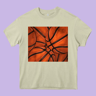 Distressed Basketball Pattern Heavy Core Tee Designed By Tumblerdesignbyshophia