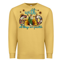 Antique Gold with god all things are possible matthew 19 26 Premium Sweatshirt - JahusDesignShop