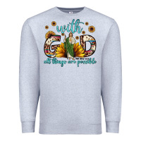 Heather Grey with god all things are possible matthew 19 26 Premium Sweatshirt - JahusDesignShop