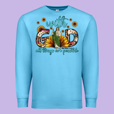 With God All Things Are Possible Matthew 19 26 Premium Sweatshirt Designed By Jahusdesignshop