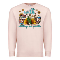 Pale Pink with god all things are possible matthew 19 26 Premium Sweatshirt - JahusDesignShop