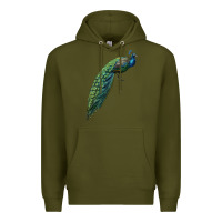 Army Green Peacock Premium Hoodie - LillyAllenDesigns