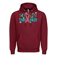 Burgundy stronger than cancer with cancer ribbon Zipper Hoodie - AdoDesignShop