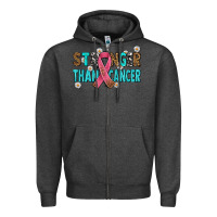 Charcoal Heather stronger than cancer with cancer ribbon Zipper Hoodie - AdoDesignShop