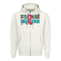 Stronger Than Cancer With Cancer Ribbon Zipper Hoodie | Teevron