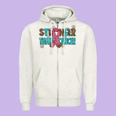 Stronger Than Cancer With Cancer Ribbon Zipper Hoodie Designed By Adodesignshop