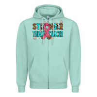 Seafoam stronger than cancer with cancer ribbon Zipper Hoodie - AdoDesignShop