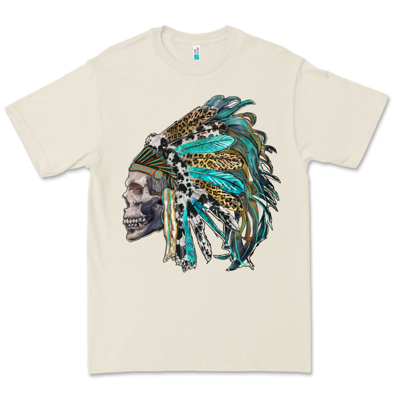 Western Indian Headdress With Skull Premium Tee by RanaPortraitStore | Teevron