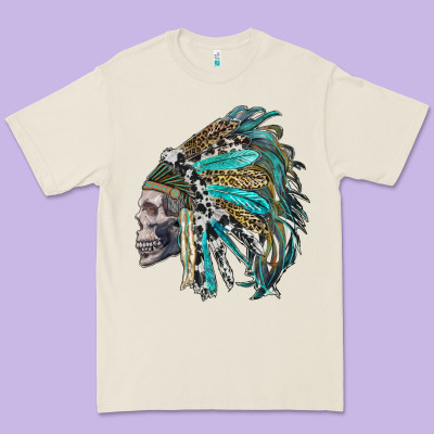 Western Indian Headdress With Skull Premium Tee Designed By Ranaportraitstore