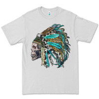 Dove Grey western indian headdress with skull Premium Tee - RanaPortraitStore