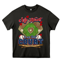 Asphalt My heart is on that court Baseball Heavy Core Tee - HowdyJamesFarm